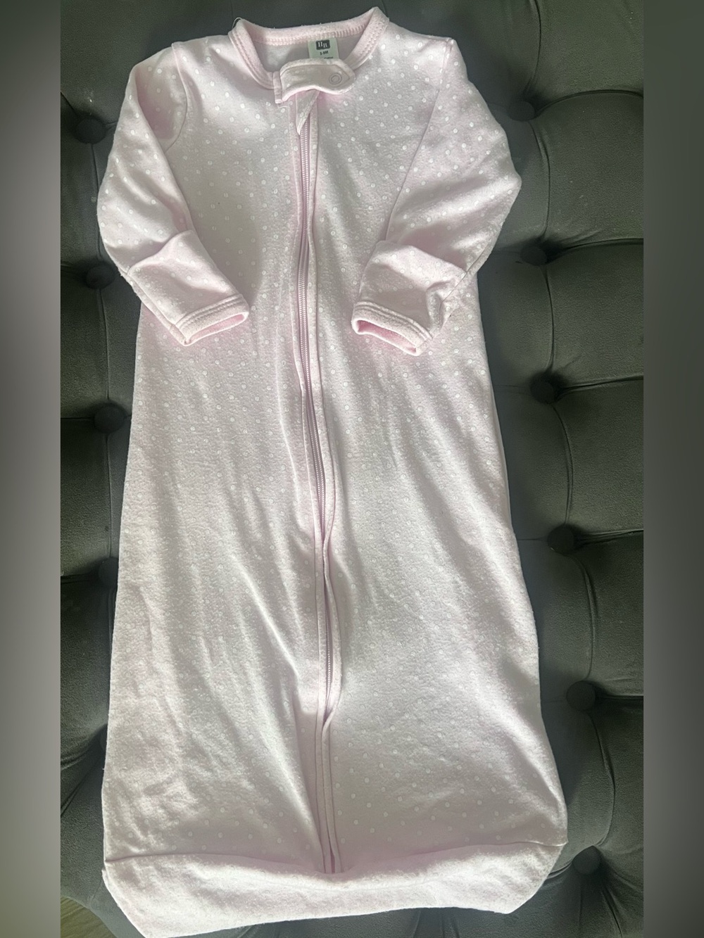 Hudson Baby Pink Polka Dot Cotton Sleep Sack - 3-9M